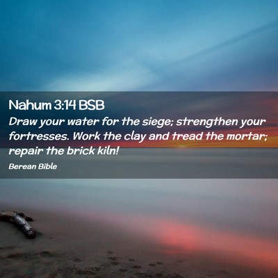 Picture 02 - Nahum 3:14 BSB - Draw your water for the siege; strengthen your - Bible Verse Picture