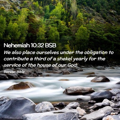 Picture 02 - Nehemiah 10:32 BSB - We also place ourselves under the obligation to - Bible Verse Picture