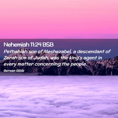 Picture 02 - Nehemiah 11:24 BSB - Pethahiah son of Meshezabel, a descendant of - Bible Verse Picture