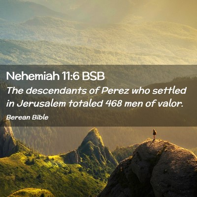 Picture 02 - Nehemiah 11:6 BSB - The descendants of Perez who settled in Jerusalem - Bible Verse Picture