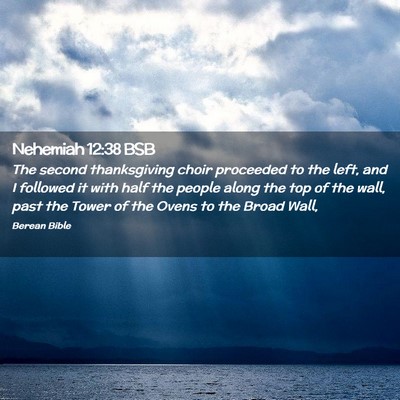 Picture 02 - Nehemiah 12:38 BSB - The second thanksgiving choir proceeded to the - Bible Verse Picture
