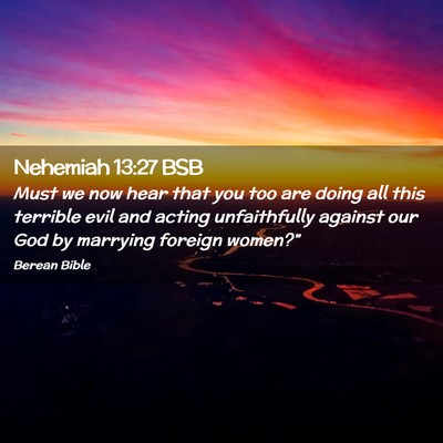 Picture 02 - Nehemiah 13:27 BSB - Must we now hear that you too are doing all this - Bible Verse Picture