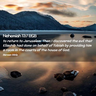Picture 02 - Nehemiah 13:7 BSB - to return to Jerusalem. Then I discovered the - Bible Verse Picture