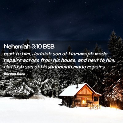 Picture 02 - Nehemiah 3:10 BSB - next to him, Jedaiah son of Harumaph made repairs - Bible Verse Picture