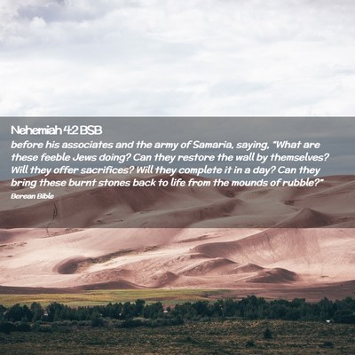 Picture 02 - Nehemiah 4:2 BSB - before his associates and the army of Samaria, - Bible Verse Picture