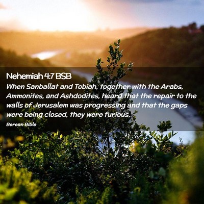 Picture 02 - Nehemiah 4:7 BSB - When Sanballat and Tobiah, together with the - Bible Verse Picture