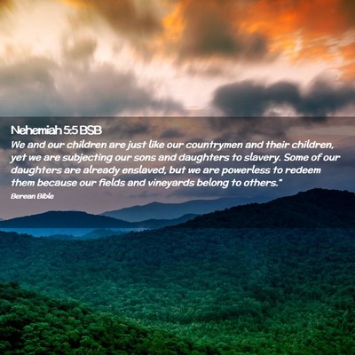 Picture 02 - Nehemiah 5:5 BSB - We and our children are just like our countrymen - Bible Verse Picture
