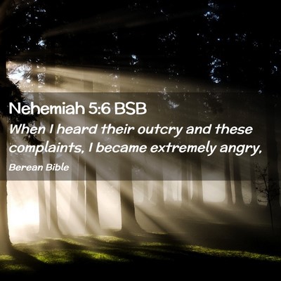 Picture 02 - Nehemiah 5:6 BSB - When I heard their outcry and these complaints, I - Bible Verse Picture