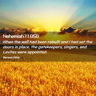 Picture 02 - Nehemiah 7:1 BSB - When the wall had been rebuilt and I had set the - Bible Verse Picture