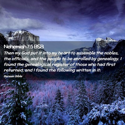 Picture 02 - Nehemiah 7:5 BSB - Then my God put it into my heart to assemble the - Bible Verse Picture
