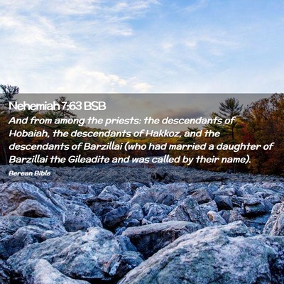 Picture 02 - Nehemiah 7:63 BSB - And from among the priests: the descendants of - Bible Verse Picture