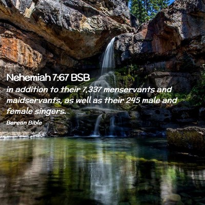 Picture 02 - Nehemiah 7:67 BSB - in addition to their 7,337 menservants and - Bible Verse Picture