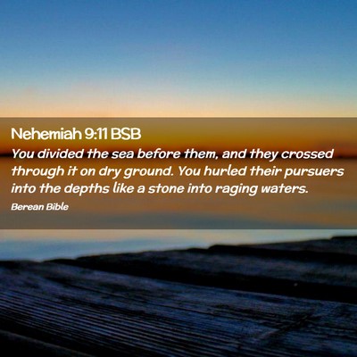 Picture 02 - Nehemiah 9:11 BSB - You divided the sea before them, and they crossed - Bible Verse Picture