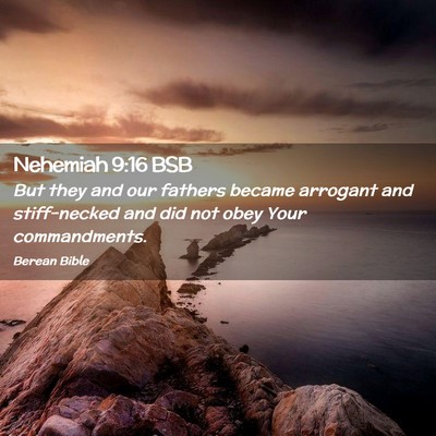Picture 02 - Nehemiah 9:16 BSB - But they and our fathers became arrogant and - Bible Verse Picture