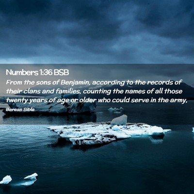 Picture 02 - Numbers 1:36 BSB - From the sons of Benjamin, according to the - Bible Verse Picture