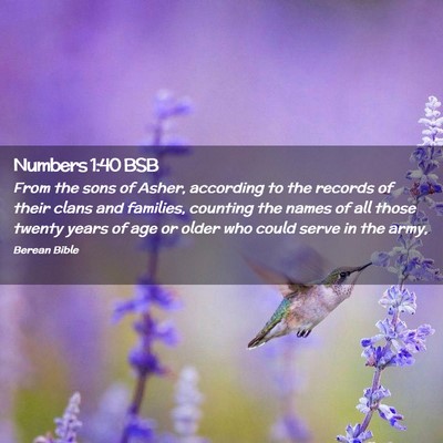 Picture 02 - Numbers 1:40 BSB - From the sons of Asher, according to the records - Bible Verse Picture