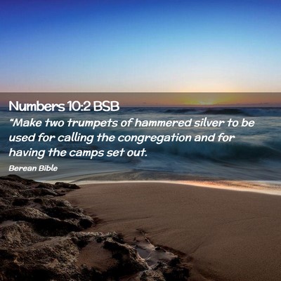 Picture 02 - Numbers 10:2 BSB - “Make two trumpets of hammered silver to be - Bible Verse Picture