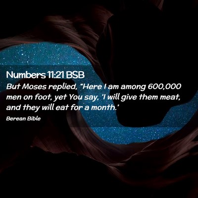 Picture 02 - Numbers 11:21 BSB - But Moses replied, “Here I am among 600,000 men - Bible Verse Picture