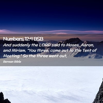 Picture 02 - Numbers 12:4 BSB - And suddenly the LORD said to Moses, Aaron, and - Bible Verse Picture