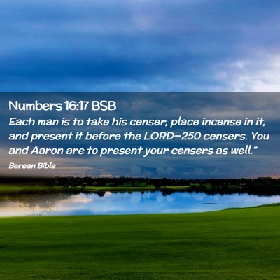 Picture 02 - Numbers 16:17 BSB - Each man is to take his censer, place incense in - Bible Verse Picture