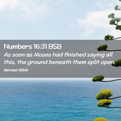 Picture 02 - Numbers 16:31 BSB - As soon as Moses had finished saying all this, - Bible Verse Picture