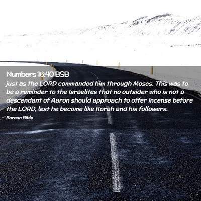 Picture 02 - Numbers 16:40 BSB - just as the LORD commanded him through Moses. - Bible Verse Picture