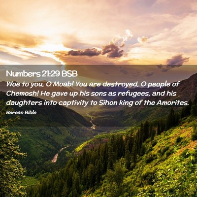 Picture 02 - Numbers 21:29 BSB - Woe to you, O Moab! You are destroyed, O people - Bible Verse Picture