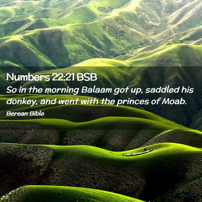 Picture 02 - Numbers 22:21 BSB - So in the morning Balaam got up, saddled his - Bible Verse Picture