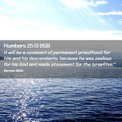 Picture 02 - Numbers 25:13 BSB - It will be a covenant of permanent priesthood for - Bible Verse Picture