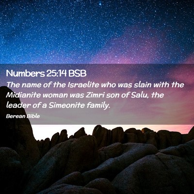 Picture 02 - Numbers 25:14 BSB - The name of the Israelite who was slain with the - Bible Verse Picture