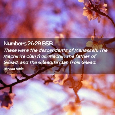 Picture 02 - Numbers 26:29 BSB - These were the descendants of Manasseh: The - Bible Verse Picture