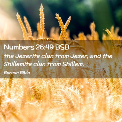 Picture 02 - Numbers 26:49 BSB - the Jezerite clan from Jezer, and the Shillemite - Bible Verse Picture