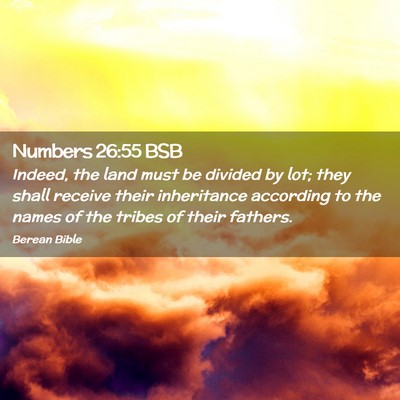 Picture 02 - Numbers 26:55 BSB - Indeed, the land must be divided by lot; they - Bible Verse Picture