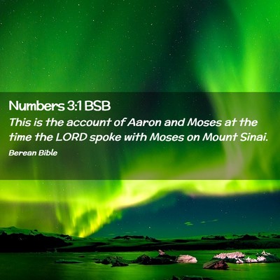 Picture 02 - Numbers 3:1 BSB - This is the account of Aaron and Moses at the - Bible Verse Picture