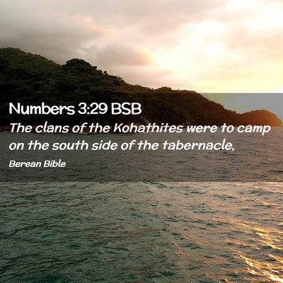 Picture 02 - Numbers 3:29 BSB - The clans of the Kohathites were to camp on the - Bible Verse Picture