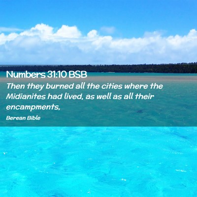 Picture 02 - Numbers 31:10 BSB - Then they burned all the cities where the - Bible Verse Picture