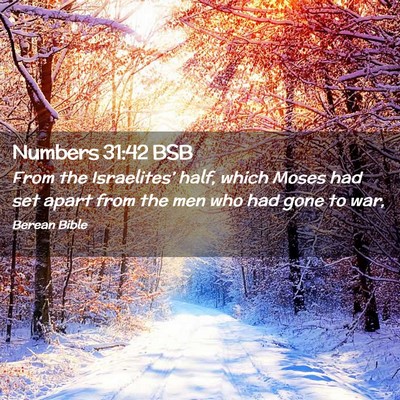 Picture 02 - Numbers 31:42 BSB - From the Israelites’ half, which Moses had set - Bible Verse Picture