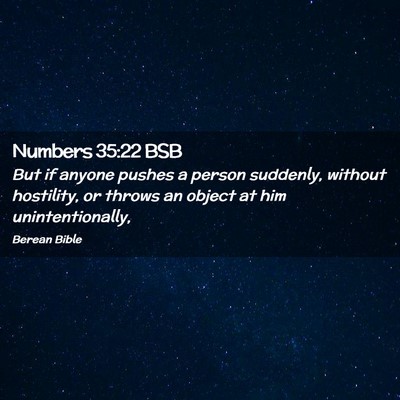 Picture 02 - Numbers 35:22 BSB - But if anyone pushes a person suddenly, without - Bible Verse Picture