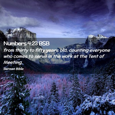 Picture 02 - Numbers 4:23 BSB - from thirty to fifty years old, counting everyone - Bible Verse Picture