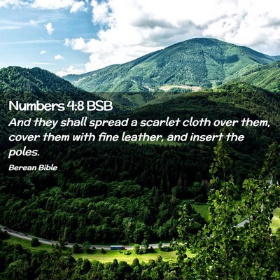 Picture 02 - Numbers 4:8 BSB - And they shall spread a scarlet cloth over them, - Bible Verse Picture