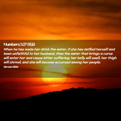 Picture 02 - Numbers 5:27 BSB - When he has made her drink the water, if she has - Bible Verse Picture