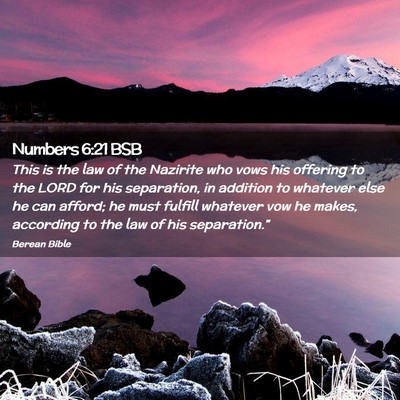 Picture 02 - Numbers 6:21 BSB - This is the law of the Nazirite who vows his - Bible Verse Picture