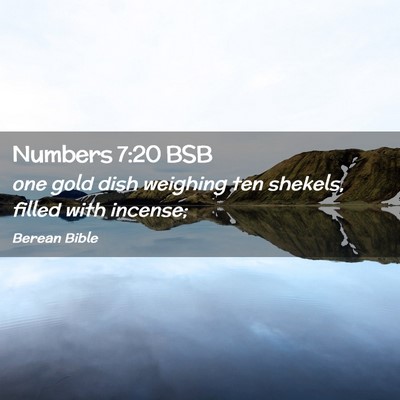 Picture 02 - Numbers 7:20 BSB - one gold dish weighing ten shekels, filled with - Bible Verse Picture