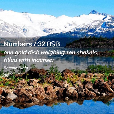Picture 02 - Numbers 7:32 BSB - one gold dish weighing ten shekels, filled with - Bible Verse Picture