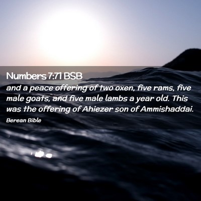 Picture 02 - Numbers 7:71 BSB - and a peace offering of two oxen, five rams, five - Bible Verse Picture