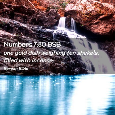 Picture 02 - Numbers 7:80 BSB - one gold dish weighing ten shekels, filled with - Bible Verse Picture