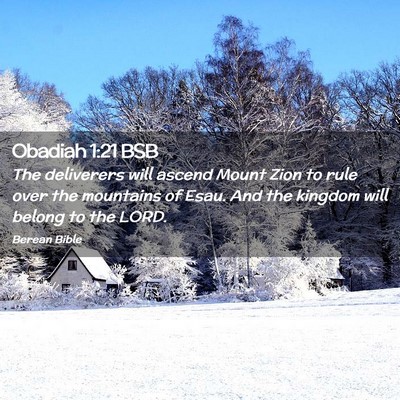 Picture 02 - Obadiah 1:21 BSB - The deliverers will ascend Mount Zion to rule - Bible Verse Picture