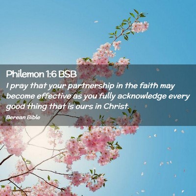 Picture 02 - Philemon 1:6 BSB - I pray that your partnership in the faith may - Bible Verse Picture
