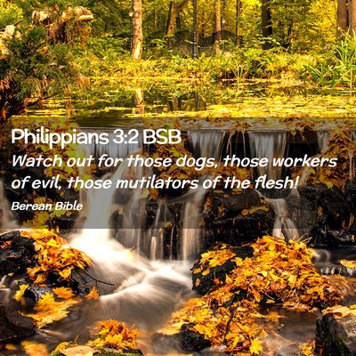 Picture 02 - Philippians 3:2 BSB - Watch out for those dogs, those workers of evil, - Bible Verse Picture