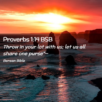 Picture 02 - Proverbs 1:14 BSB - Throw in your lot with us; let us all share one - Bible Verse Picture
